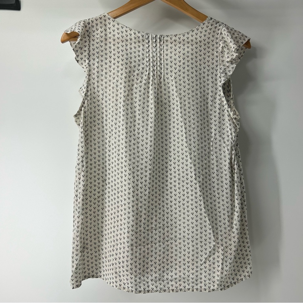 J. Crew Cream and Black Ruffle Sleeve Blouse Silk - Picture 5 of 5